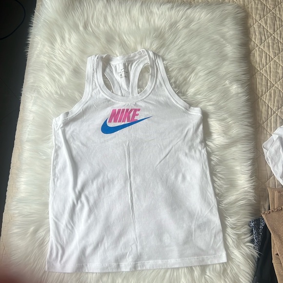 NIKE WHITE PINK BLUE LOGO RACER BACK S - Picture 3 of 7